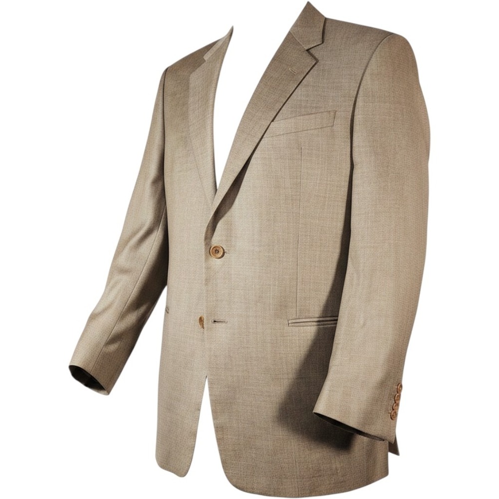 Armani Collezioni Blazer Mens 44R Beige Wool Check‎ Suit Jacket Made In Italy